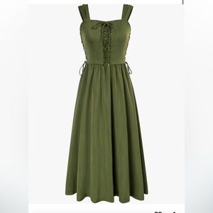 Scarlet Darkness Cottagecore Green Mid Length Renaissance Dress. NWT!